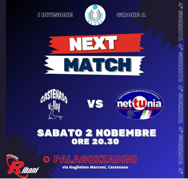 prossima partita della Ribani Castenaso Volley di 1′ divisione